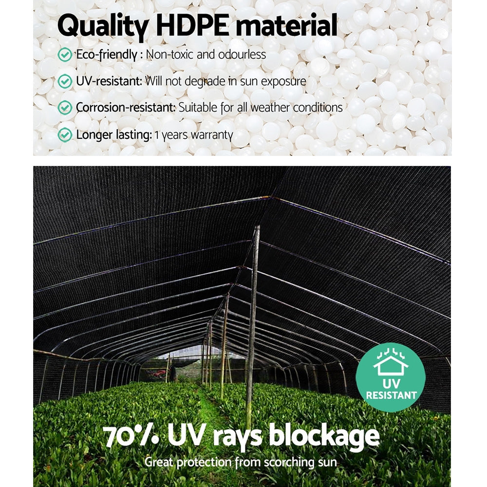 Instahut 70% Shade Cloth 3.66x30m Shade cloth Sail Heavy Duty Black
