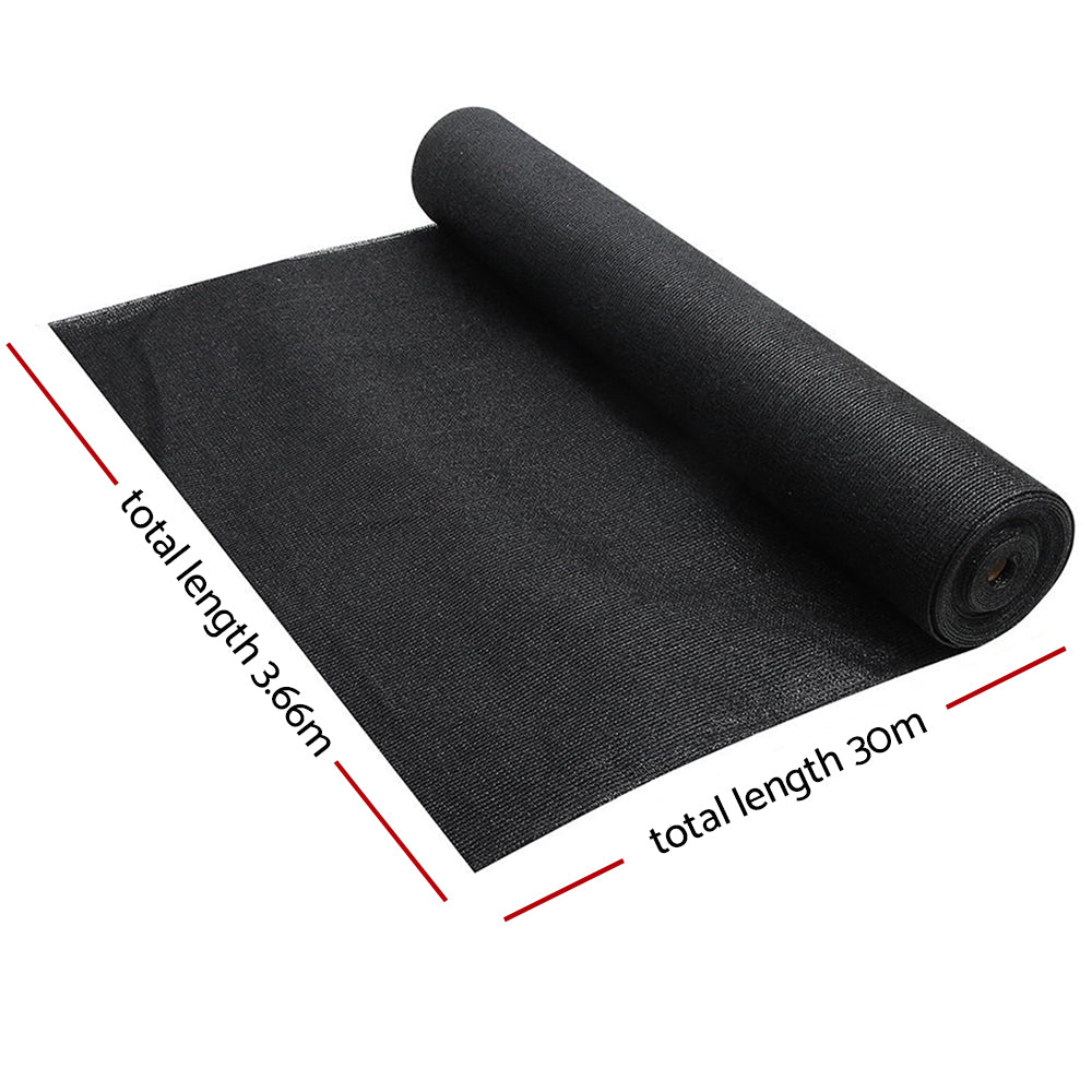 Instahut 90% Shade Cloth 3.66x30m Shade cloth Sail Heavy Duty Black