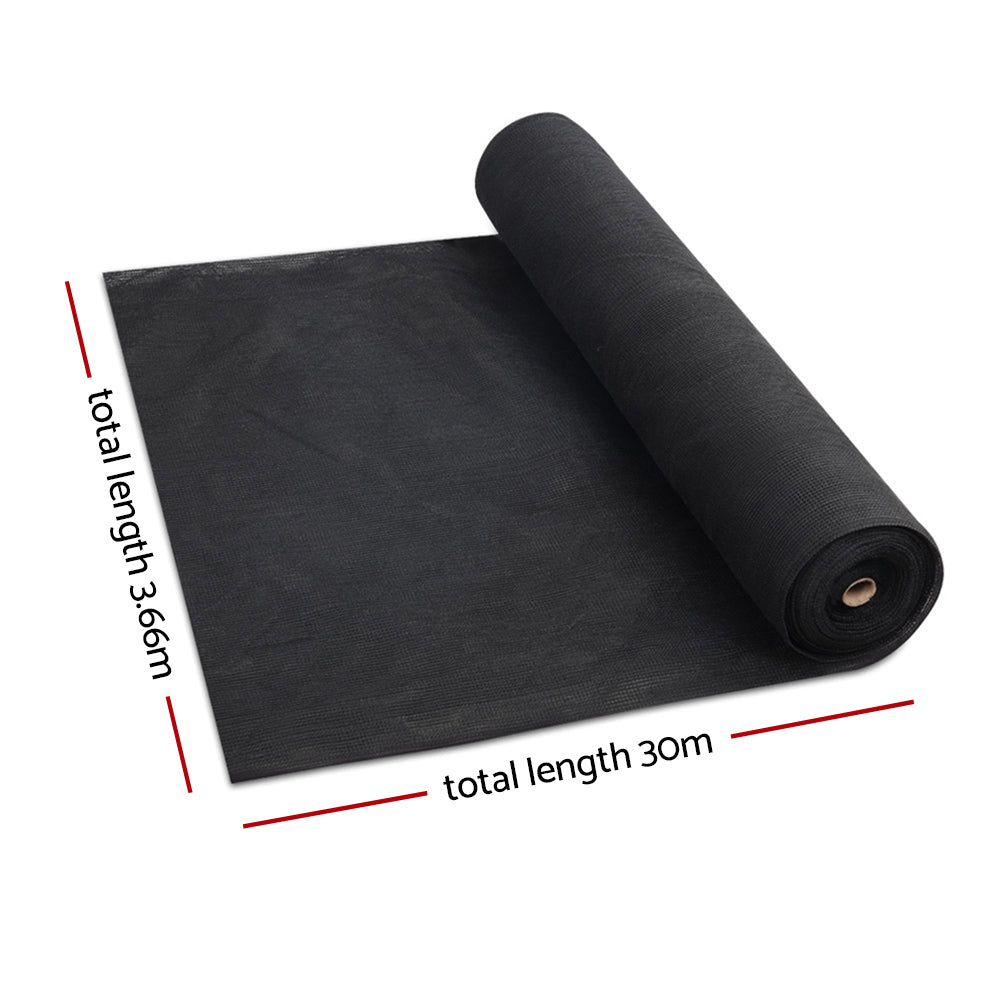 Instahut 30% Shade Cloth 3.66x30m Shade cloth Wide Heavy Duty Black