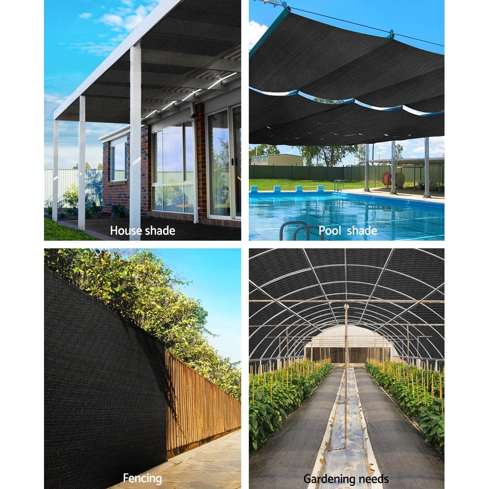 Instahut 30% Shade Cloth 3.66x30m Shade cloth Wide Heavy Duty Black