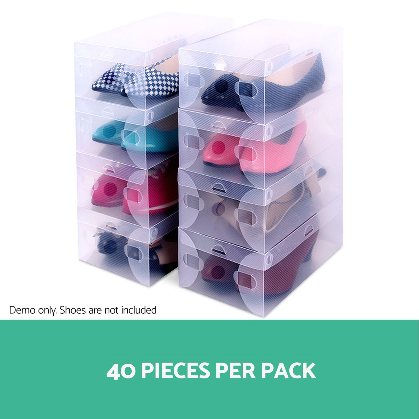 Set of 40 Clear Shoe Box Transparent Foldable Shoe Storage Stackable Case