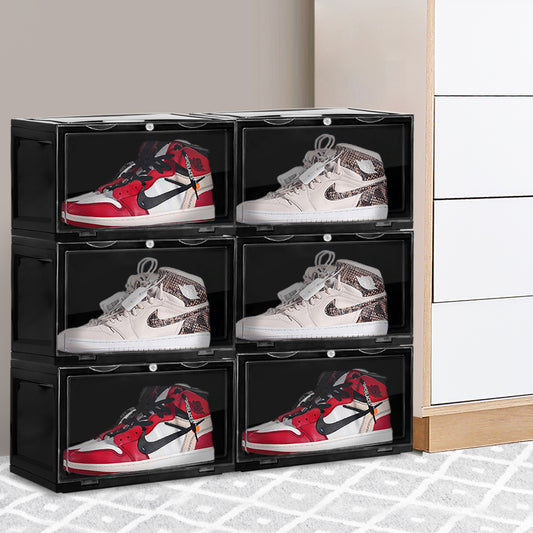 Plastic Shoes Boxes Clear Sneaker Display Storage Case Stackable Container 6PCS
