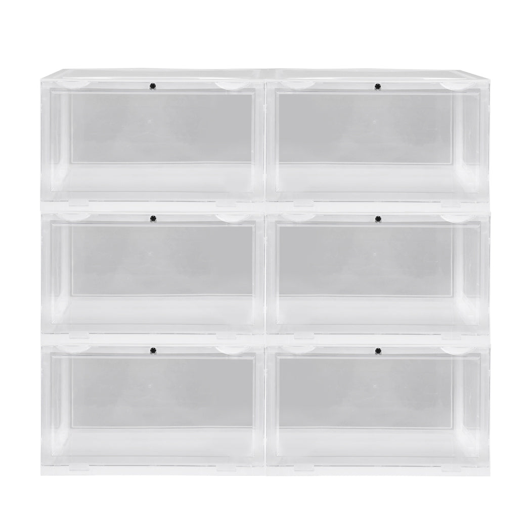 Sneaker Display Case Shoe Storage Box Clear Plastic Boxes Drawer Stackable 6Pc