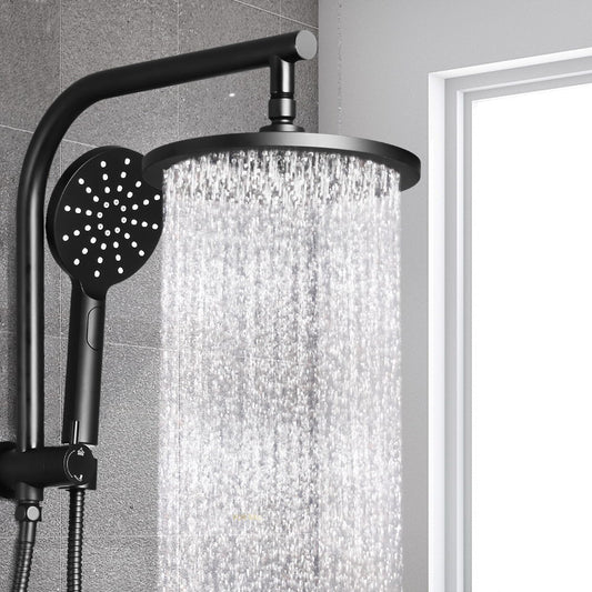 9'' Rain Shower Head Set Handheld Round High Pressure Black