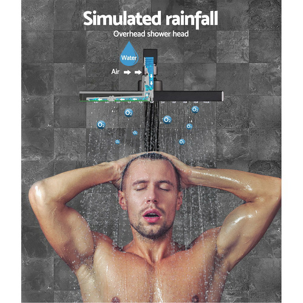 8'' Rain Shower Head Wall Arm Square High Pressure Black