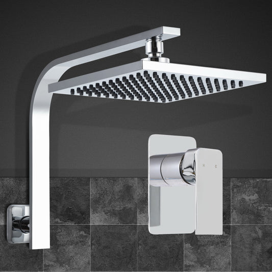 8'' Rain Shower Head Wall Arm Square High Pressure Mixer Tap Chrome