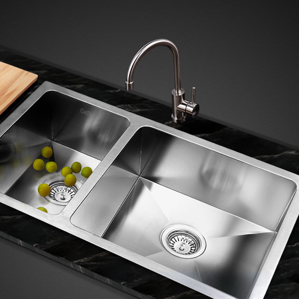 Cefito Kitchen Sink 71X45cm Stainless Steel Basin Double Bowl Silver