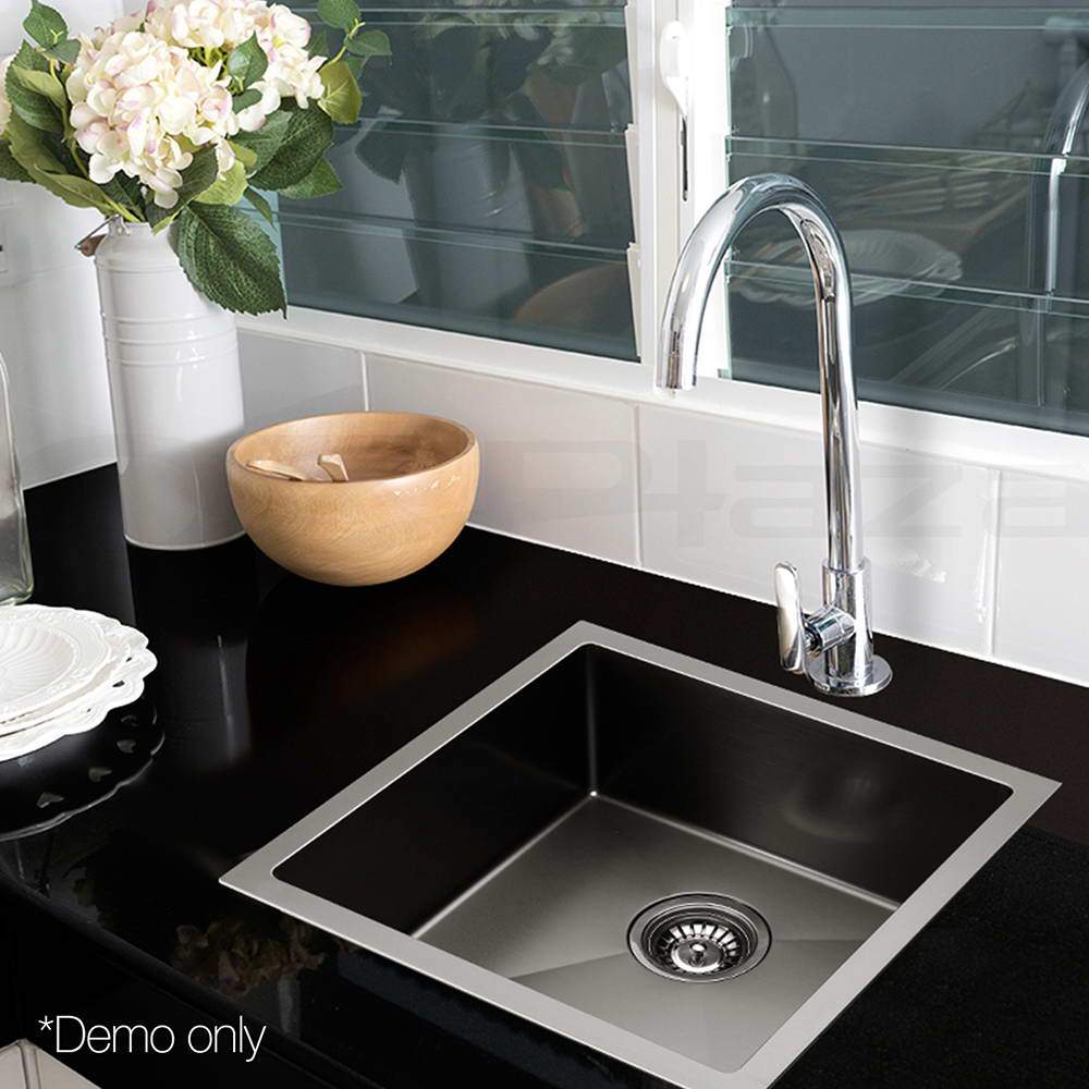 Cefito Kitchen Sink 44X44cm Stainless Steel Basin Single Bowl Black