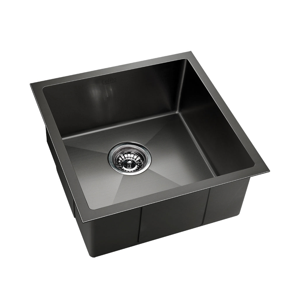 Cefito Kitchen Sink 51X45cm Stainless Steel Basin Single Bowl Black