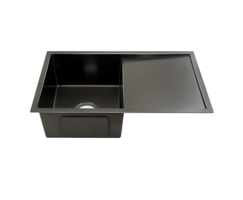 Cefito Kitchen Sink 75X45cm Stainless Steel Basin Single Bowl Black