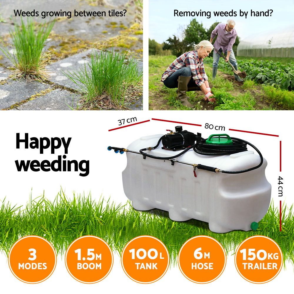 Weed Sprayer 100L Tank with 1.5m Boom Trailer
