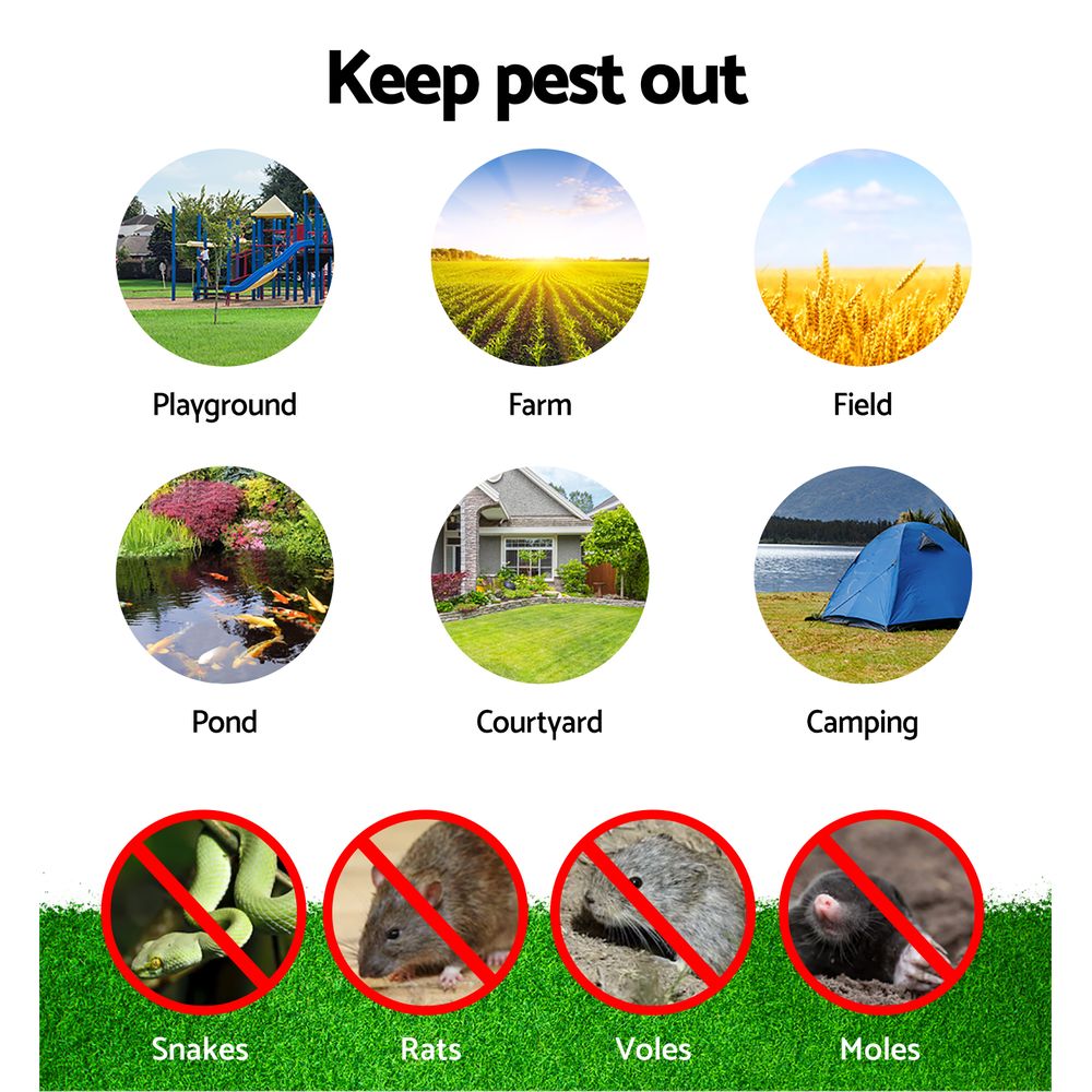 Set of 6 Snake Repeller Multi Pulse Ultrasonic Battery Powered Pest Repellent