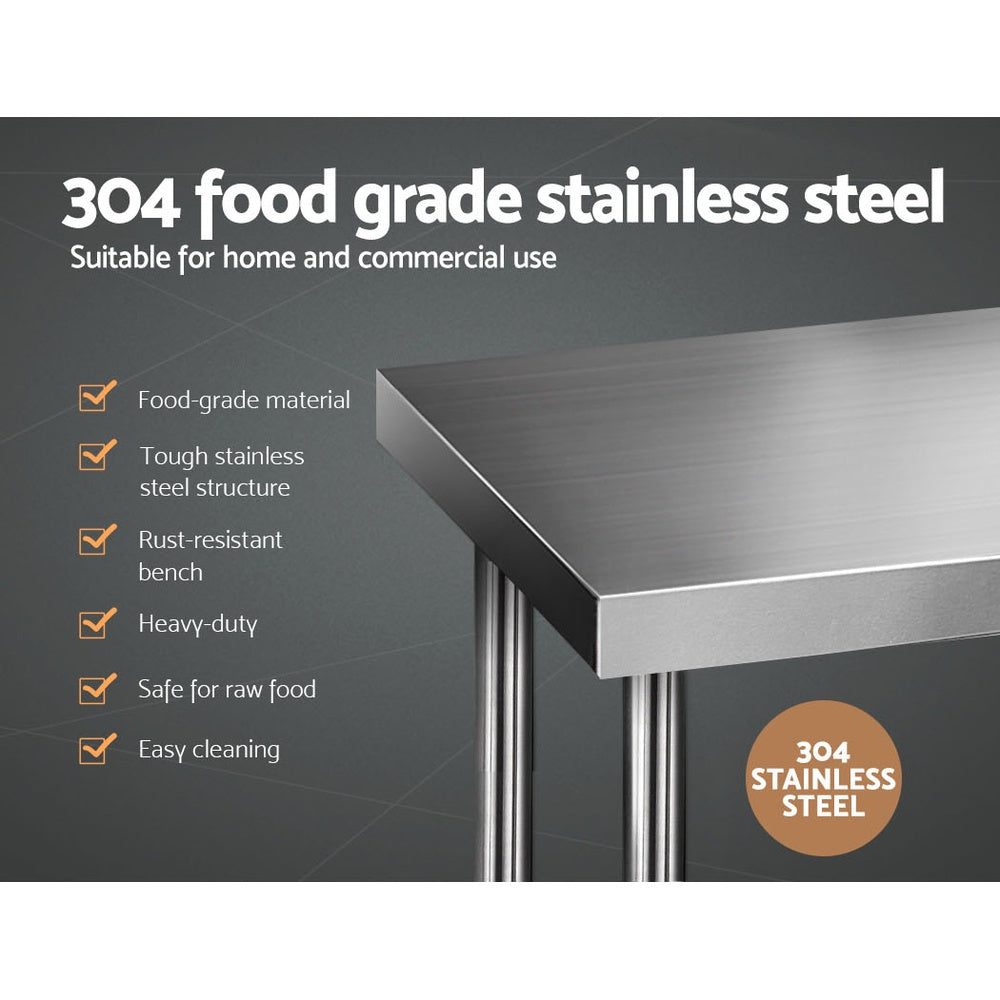 1829x610mm Commercial Stainless Steel Kitchen Bench