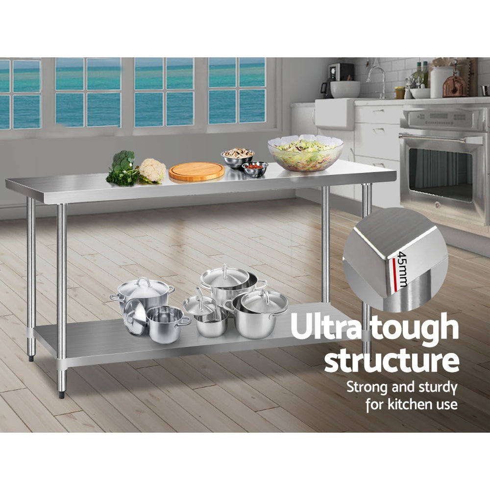 1829x610mm Commercial Stainless Steel Kitchen Bench