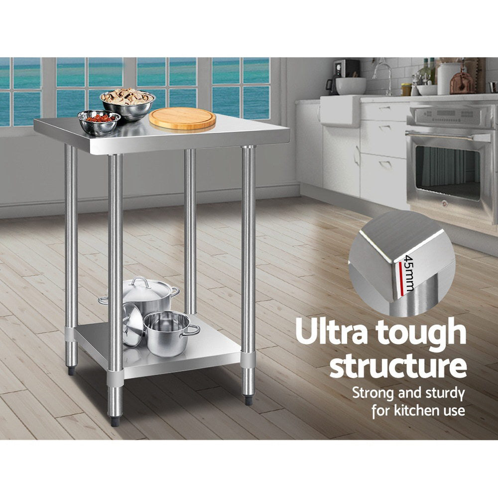 610x610m Commercial Stainless Steel Kitchen Bench