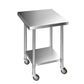 762x762mm Commercial Stainless Steel Kitchen Bench with 4pcs Castor Wheels