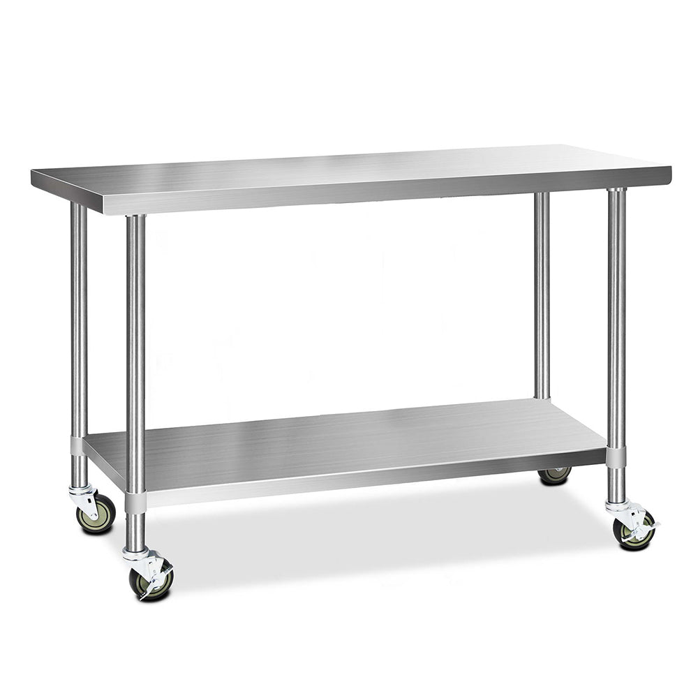 430 Stainless Steel Kitchen Benches Work Bench Food Prep Table with Wheels 1524Mmx610MM