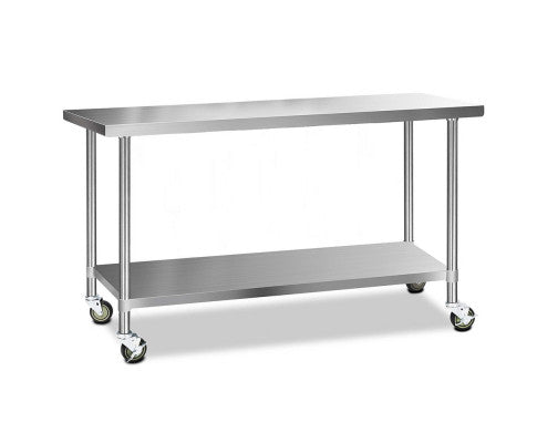 430 Stainless Steel Kitchen Benches Work Bench Food Prep Table with Wheels 1829Mmx610MM