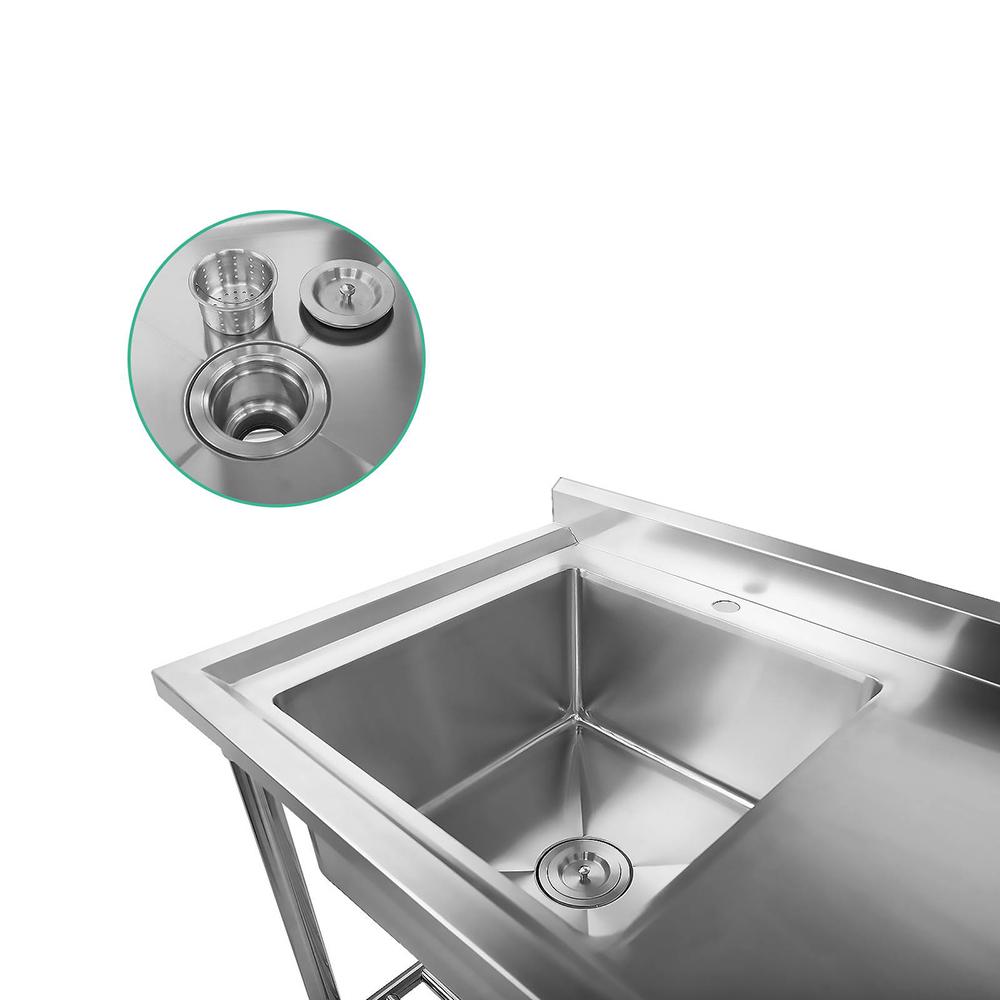 100x60cm Commercial Stainless Steel Sink Kitchen Bench