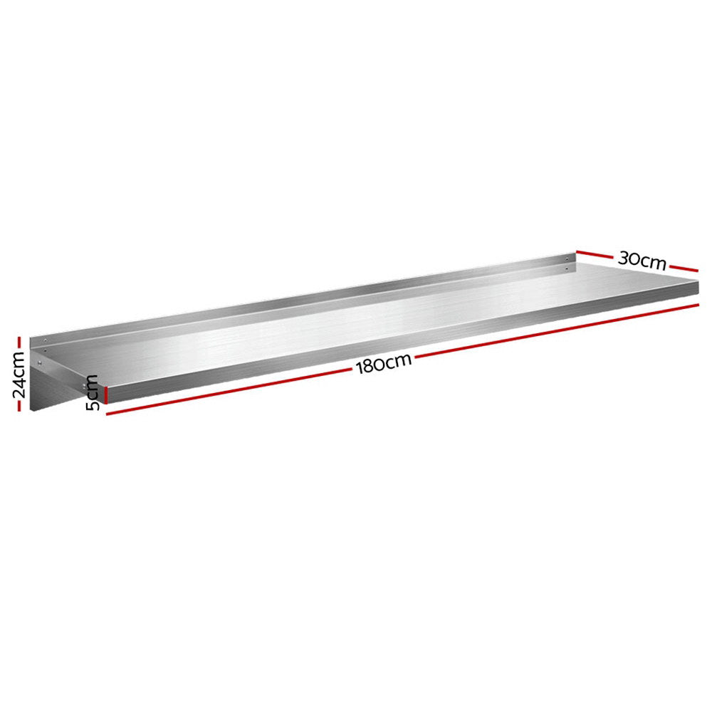 1800mm Stainless Steel Wall Shelf Kitchen Shelves Rack Mounted Display Shelving