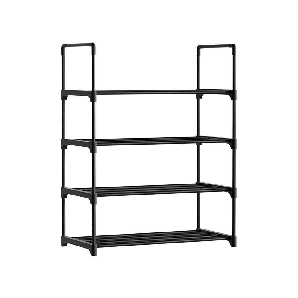 Shoe Rack Stackable Shelves 4 Tiers 55cm Shoes Storage Stand Black