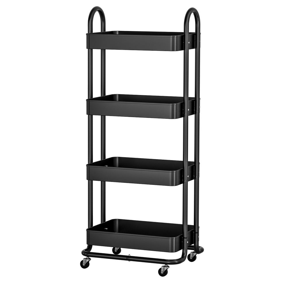 Storage Trolley Kitchen Cart 4 Tiers - Black