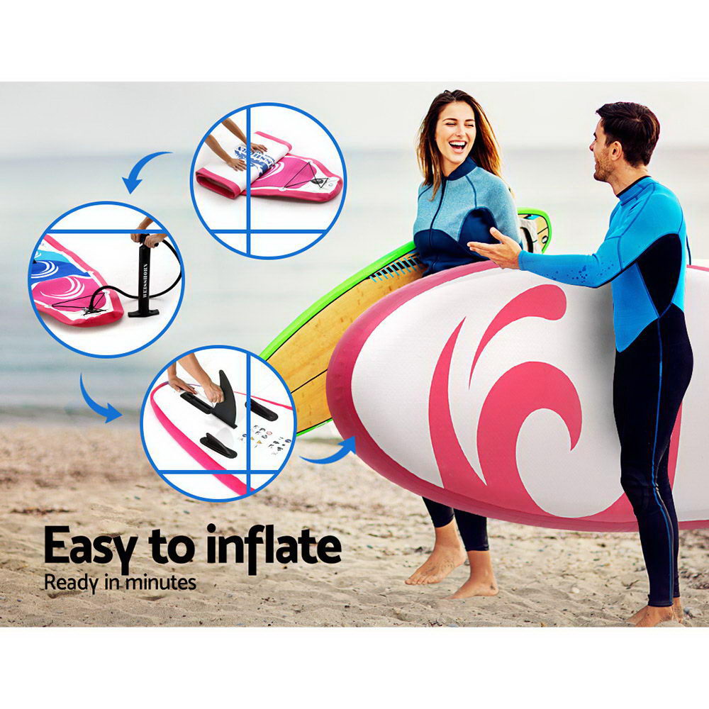 Stand Up Paddle Board 11ft Inflatable SUP Surfboard Paddleboard Kayak Surf - Pink