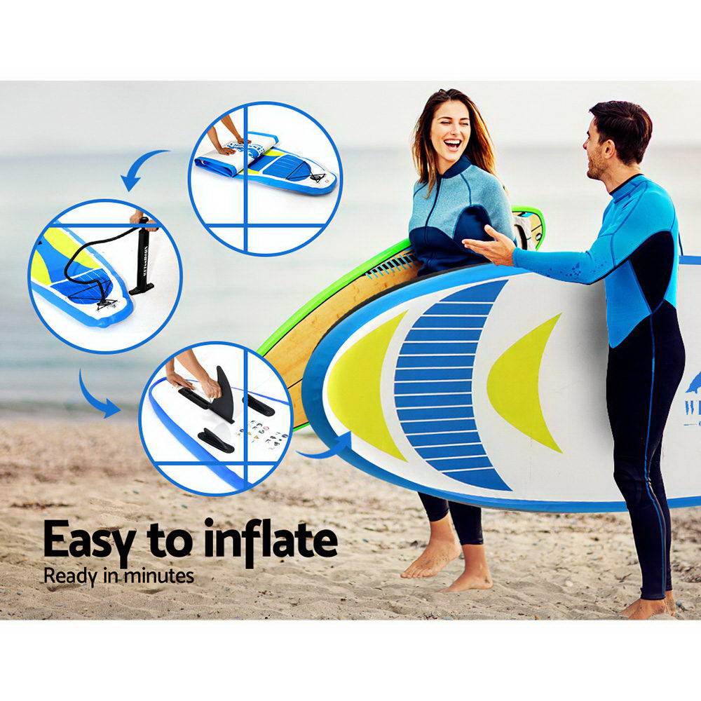Stand Up Paddle Board 11ft Inflatable SUP Surfboard Paddleboard Kayak Surf - Yellow