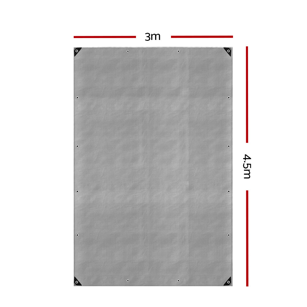 3x4.5m Tarp Camping Tarps Poly Tarpaulin Heavy Duty Cover 180gsm Silver