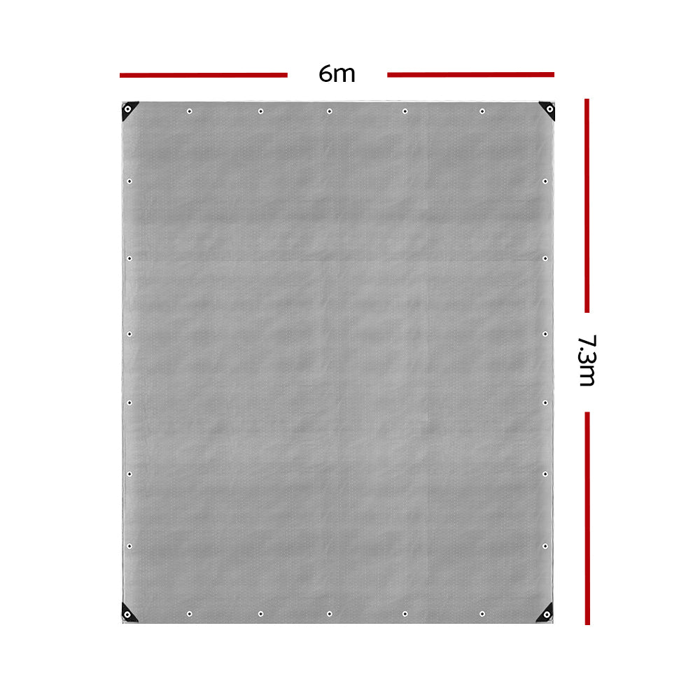 6x7.3m Tarp Camping Tarps Poly Tarpaulin Heavy Duty Cover 180gsm Silver