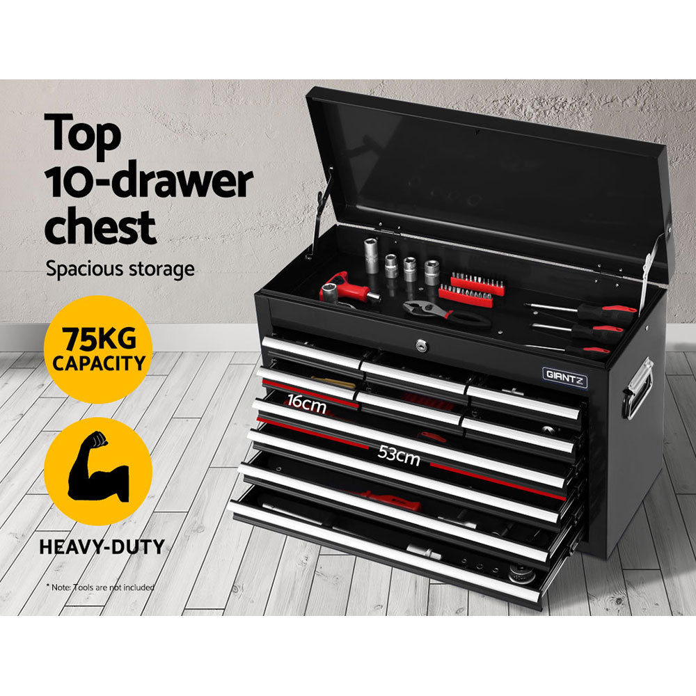 Tool Box Chest Trolley 16 Drawers Cabinet Cart Garage Toolbox Black