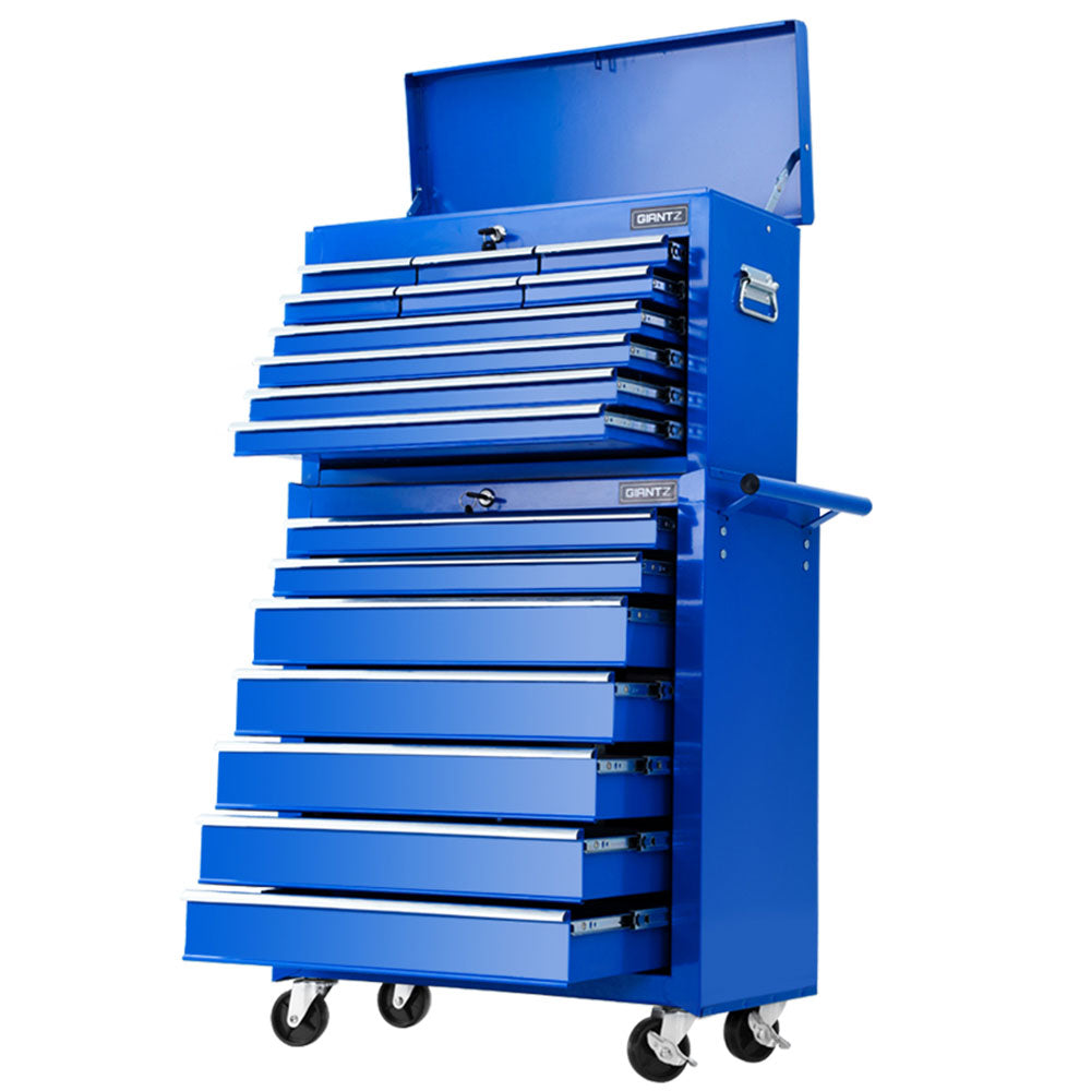 17 Drawers Tool Box Trolley Chest Cabinet Cart Garage Mechanic Toolbox Blue