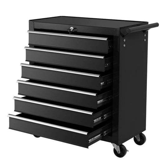 Tool Box Trolley Chest Cabinet 6 Drawers Cart Garage Toolbox Set Black