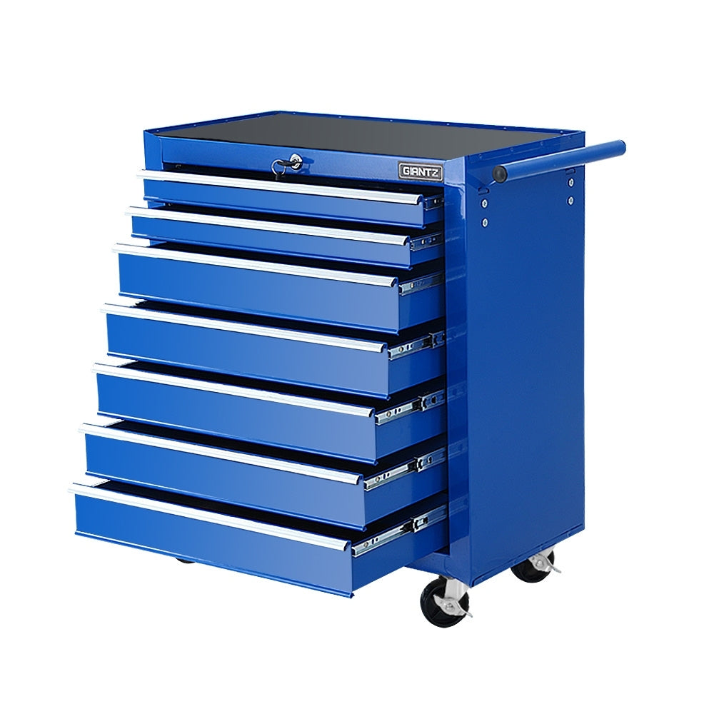 Tool Chest and Trolley Box Cabinet 7 Drawers Cart Garage Storage Blue