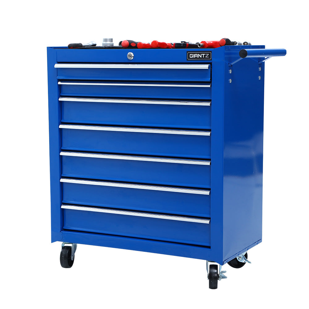 Tool Chest and Trolley Box Cabinet 7 Drawers Cart Garage Storage Blue