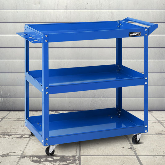 Tool Cart 3 Tier Parts Steel Trolley Mechanic Storage Organizer Blue