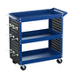 3-Tier Tool Cart Storage Trolley Workshop Garage Pegboard Hooks Blue