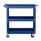 3-Tier Tool Cart Storage Trolley Workshop Garage Pegboard Hooks Blue