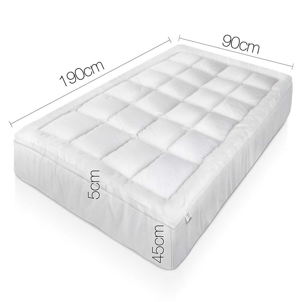 SINGLE Mattress Topper Pillowtop Bamboo - White