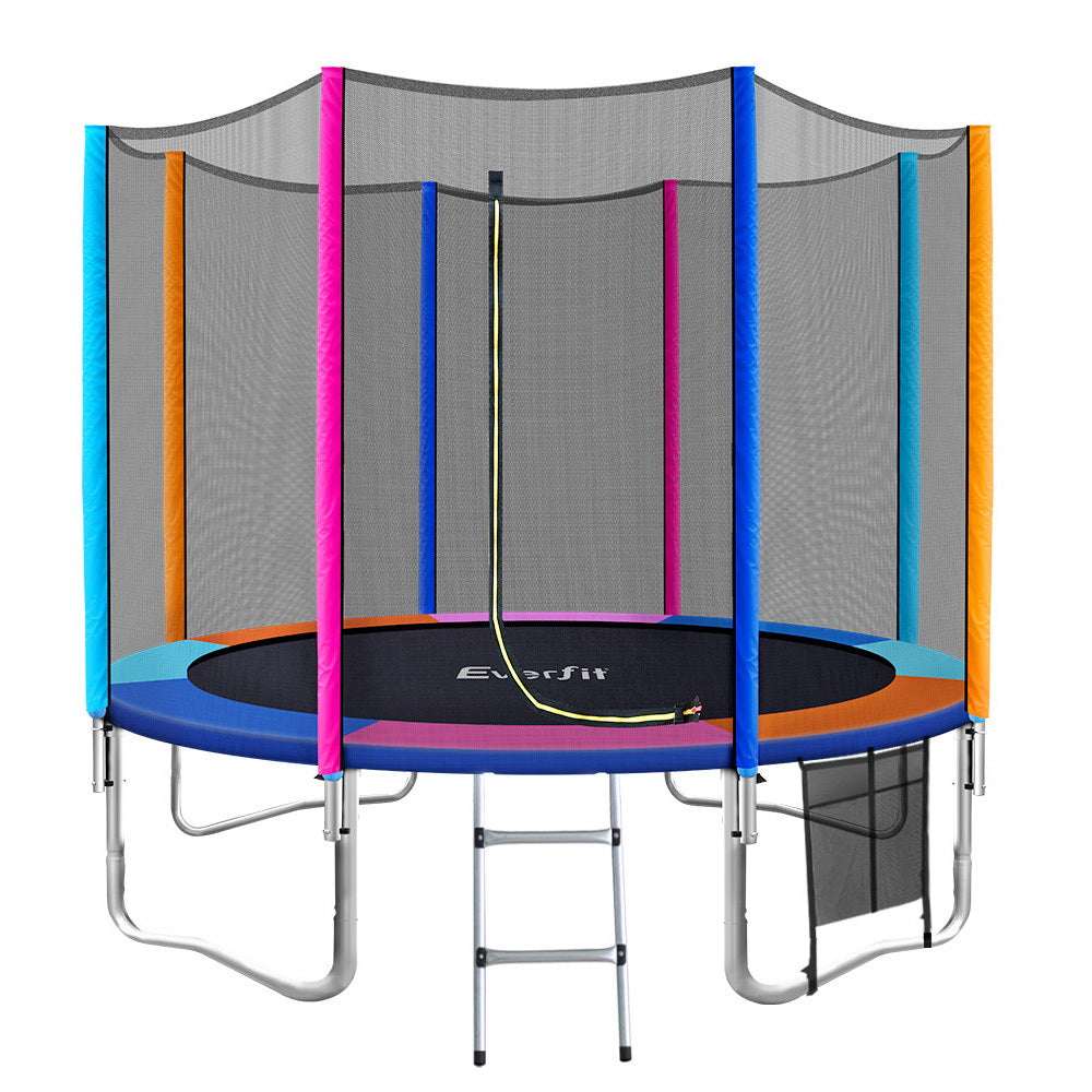 10ft Trampoline Round Trampolines Kids Safety Net Enclosure Pad Outdoor Gift Multi-coloured