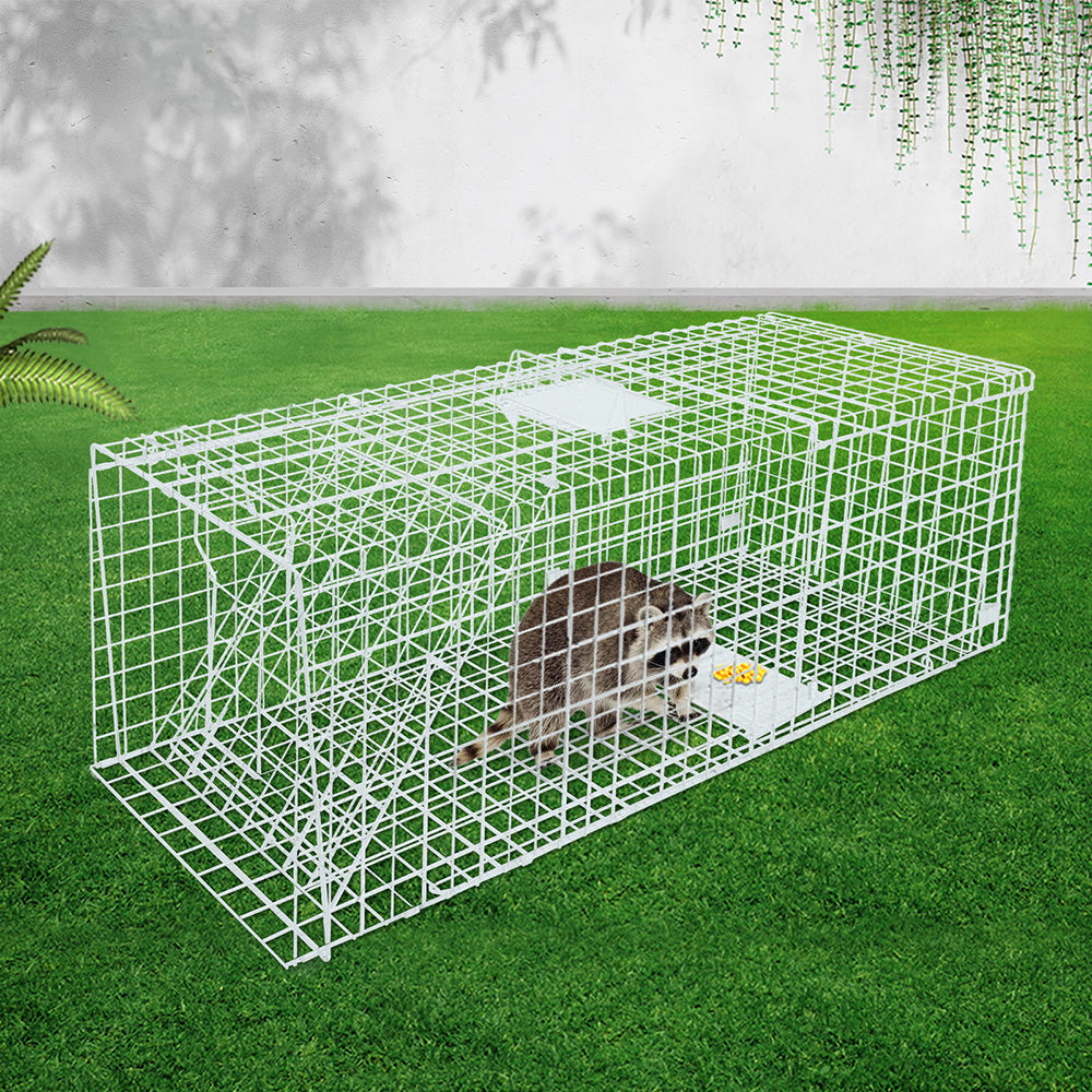Humane Animal Trap Cage 150x50x53cm - Silver