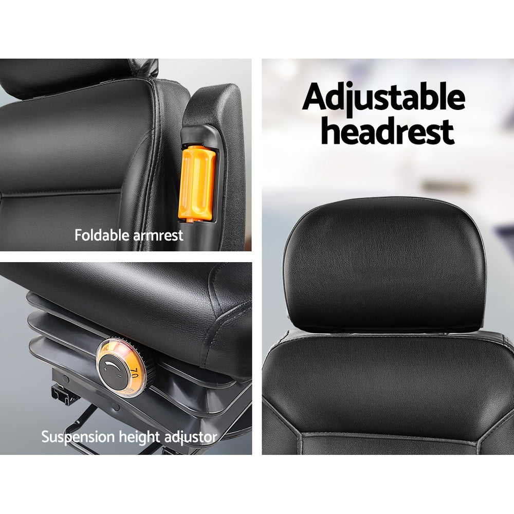 Adjustable Tractor Seat with Suspension - Black