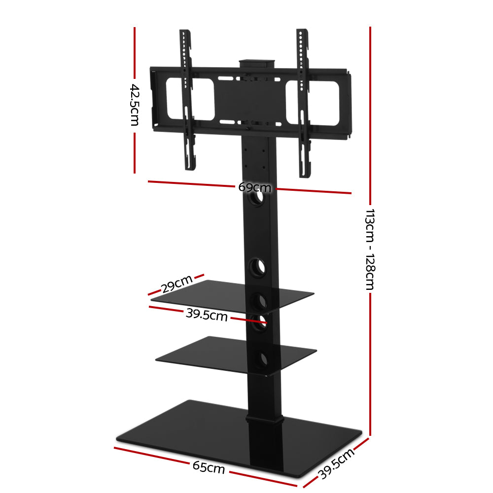 Floor TV Stand Bracket Mount Swivel Height Adjustable 32 to 70 Inch Black