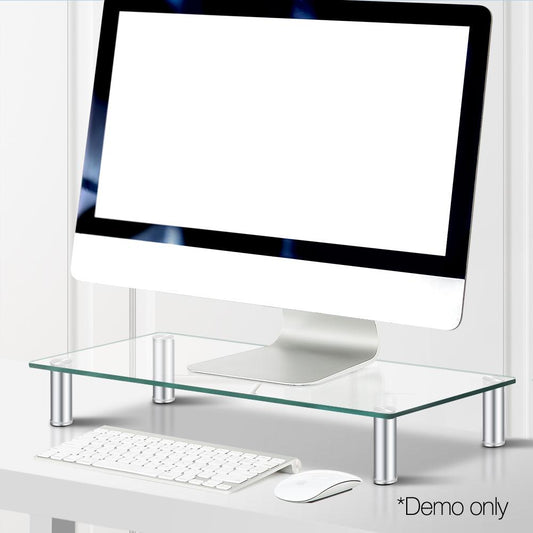 Artiss Monitor Stand Riser with Height Adjustable Computer Laptop Printer Screen Glass Display Shelf