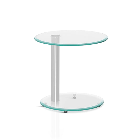 Ismarius Coffee Table Oval Tempered Glass Side End Beside Tables Cafe 45cm