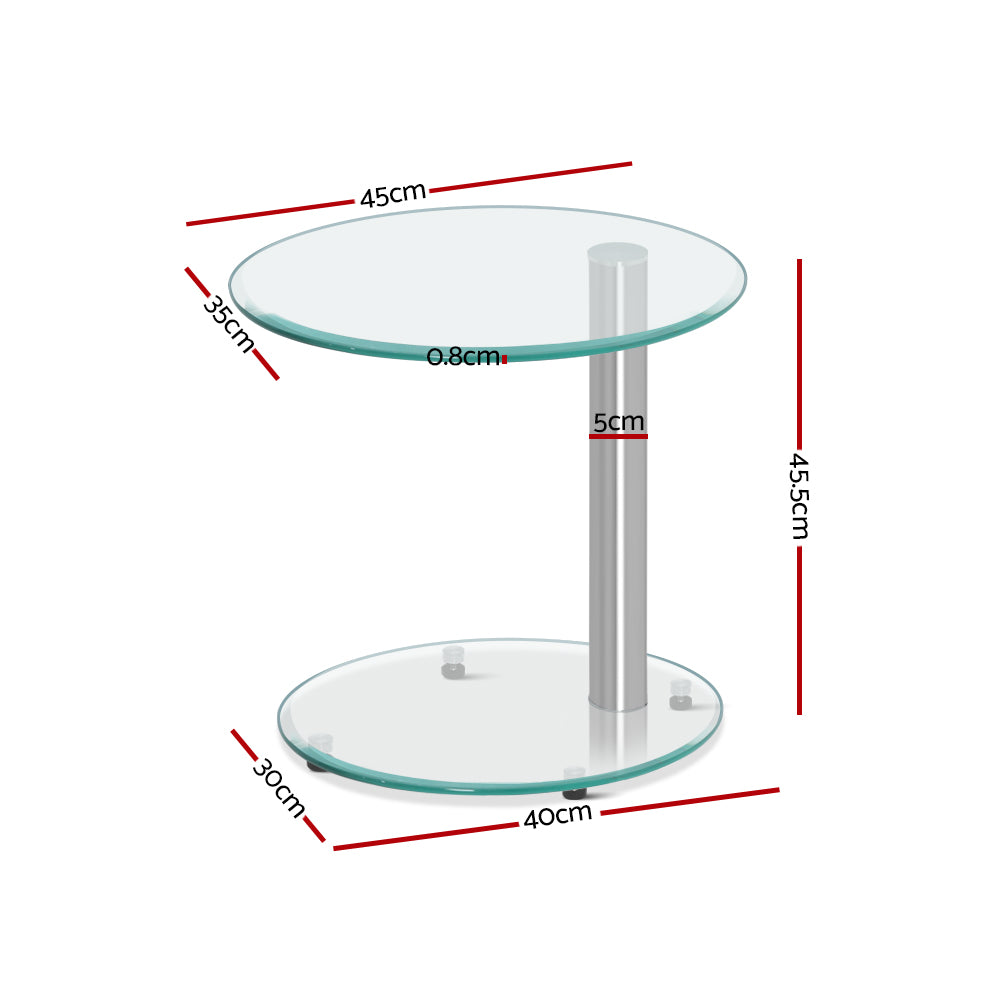 Ismarius Coffee Table Oval Tempered Glass Side End Beside Tables Cafe 45cm