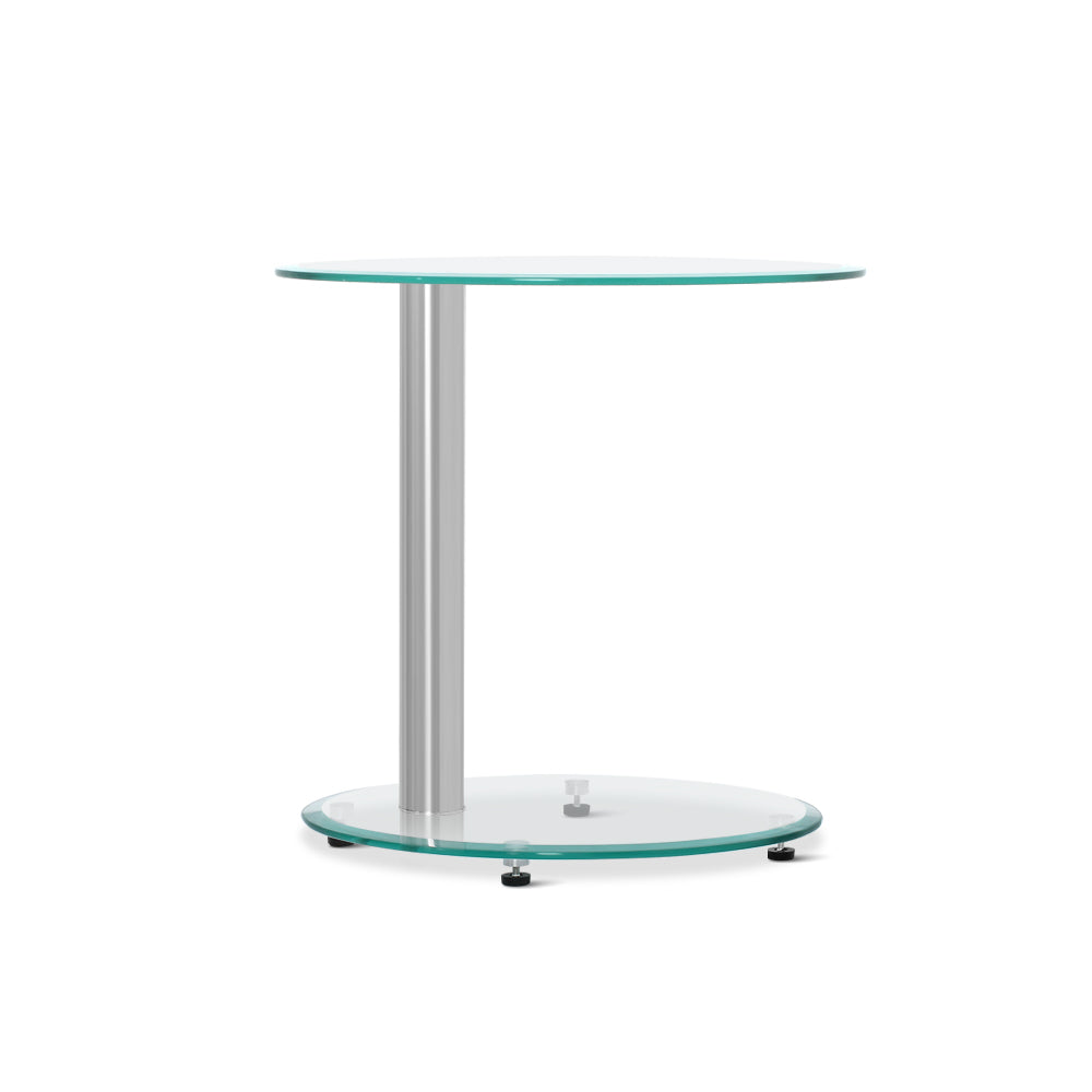 Ismarius Coffee Table Oval Tempered Glass Side End Beside Tables Cafe 45cm