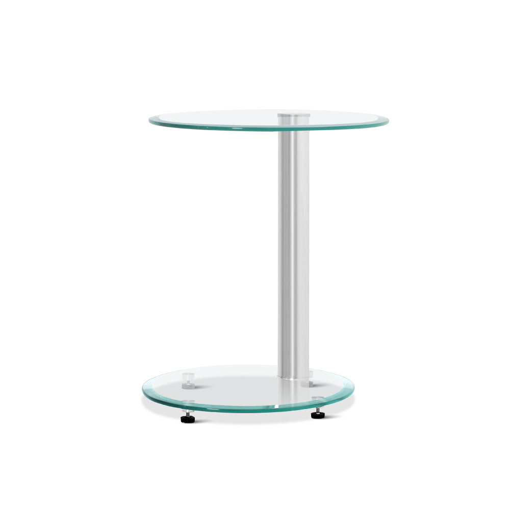 Ismarius Coffee Table Oval Tempered Glass Side End Beside Tables Cafe 45cm
