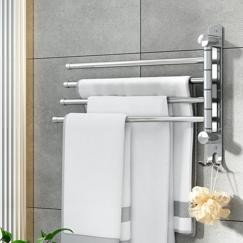 Towel Rail Rack Holder Bars Wall Mounted Stainless Steel Swivel