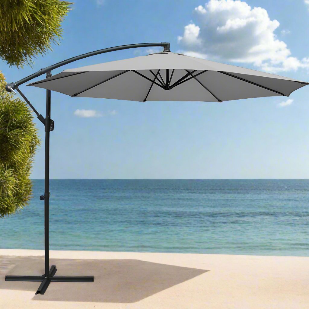 Instahut 3m Outdoor Umbrella Cantilever Beach Garden Patio Grey